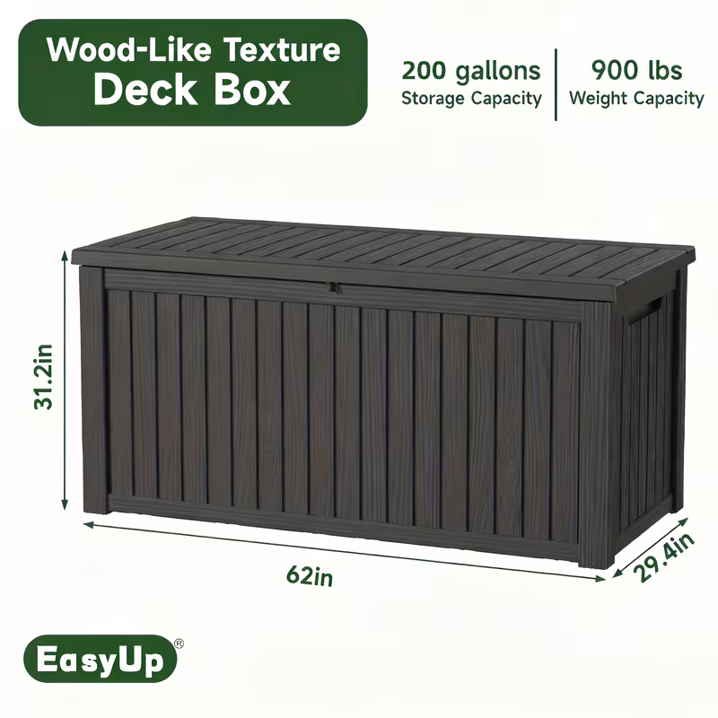 75 Gallon Heavy-Duty Outdoor Deck Box – Waterproof Patio Storage Box with Hinged Lid, Lockable & Easy Assembly - Michaela's Outdoors