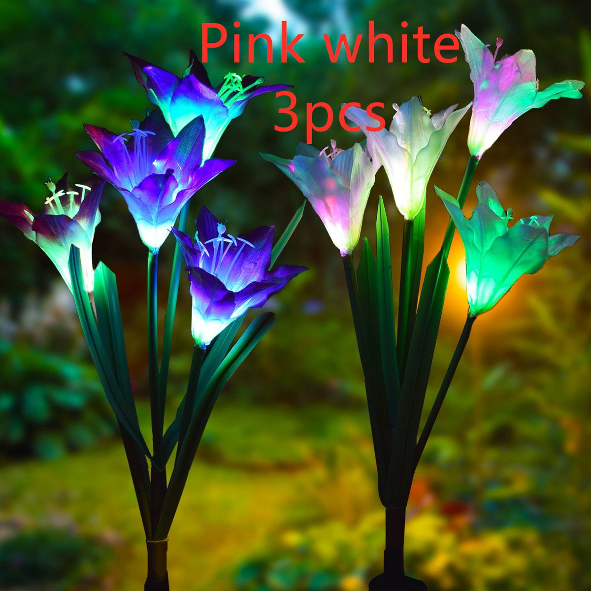 Outdoor Solar Garden Light Waterproof 7 LED Colorful Color Lawn Light Lily Fairy Lights Christmas Decoration Patio Lighting - Michaela's Outdoors