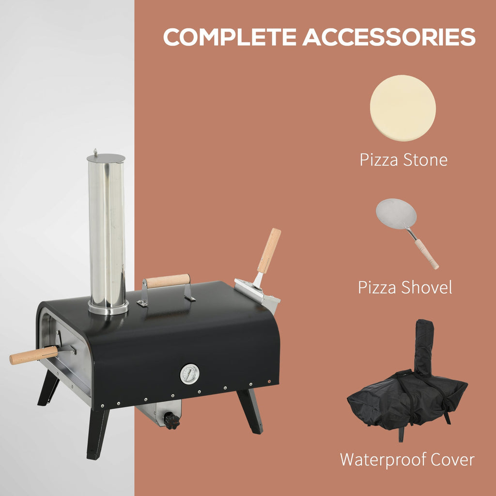 Outsunny Outdoor Pizza Oven with 12" Rotating Stone and Foldable Legs - Michaela's Outdoors