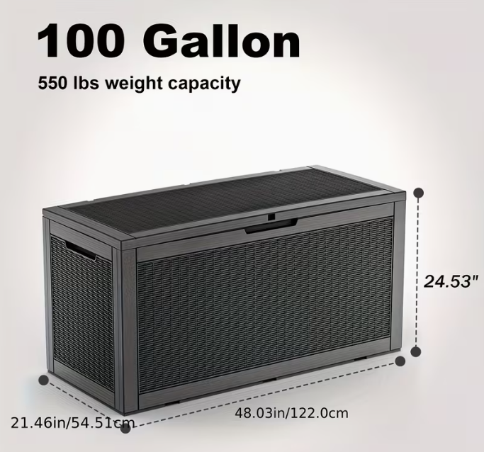 75 Gallon Heavy-Duty Outdoor Deck Box – Waterproof Patio Storage Box with Hinged Lid, Lockable & Easy Assembly - Michaela's Outdoors