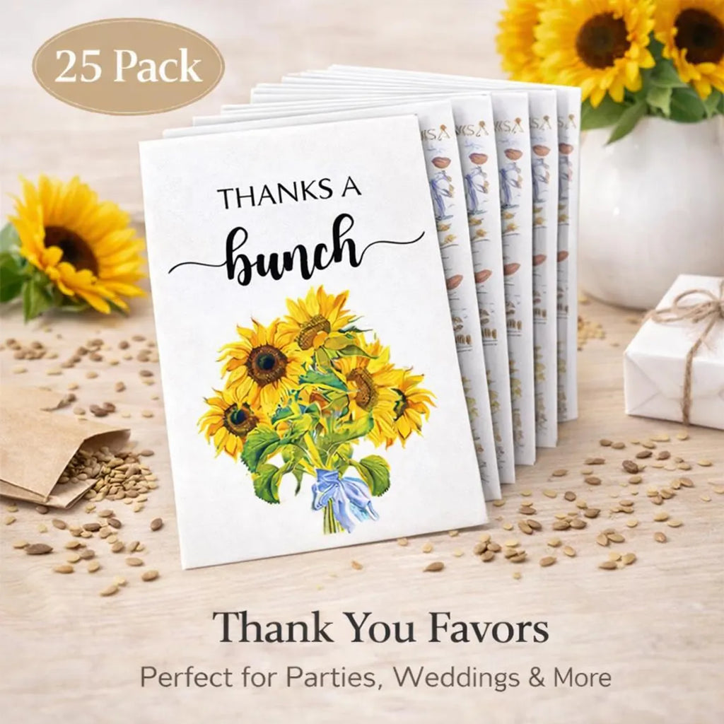 Thanks a Bunch Seed Packets – 25 Pack | Sunflower or Wildflower Seeds - Michaela's Outdoors