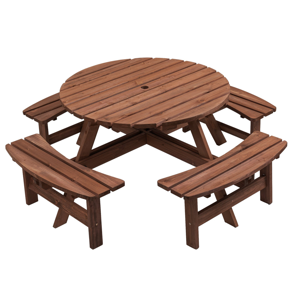 8 Person Wooden Picnic Table Outdoor Camping Dining Table with Seat - Michaela's Outdoors