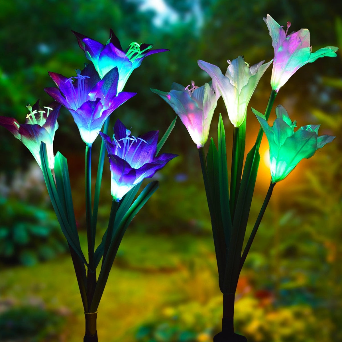 Outdoor Solar Garden Light Waterproof 7 LED Colorful Color Lawn Light Lily Fairy Lights Christmas Decoration Patio Lighting - Michaela's Outdoors