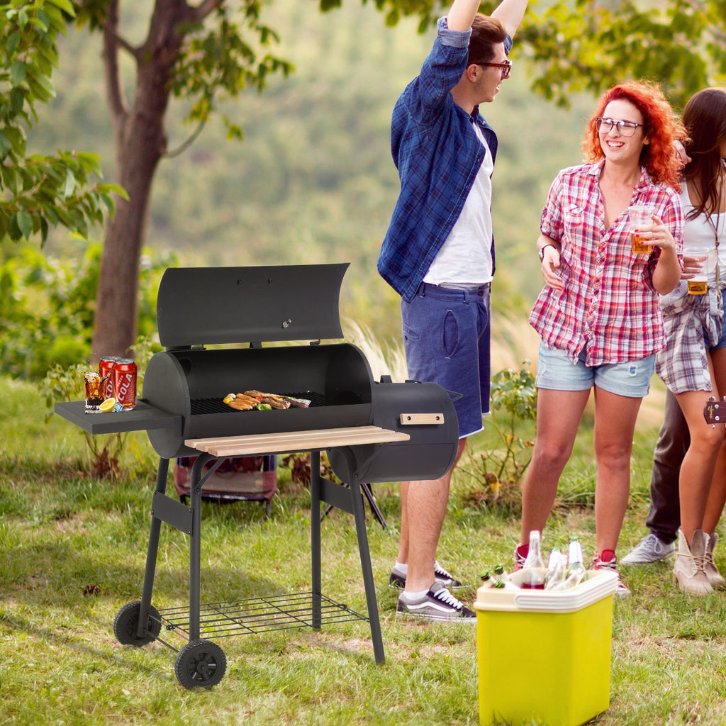 Outsunny 48' Steel Portable Backyard Charcoal BBQ Grill and Offset Smoker Combo - Michaela's Outdoors