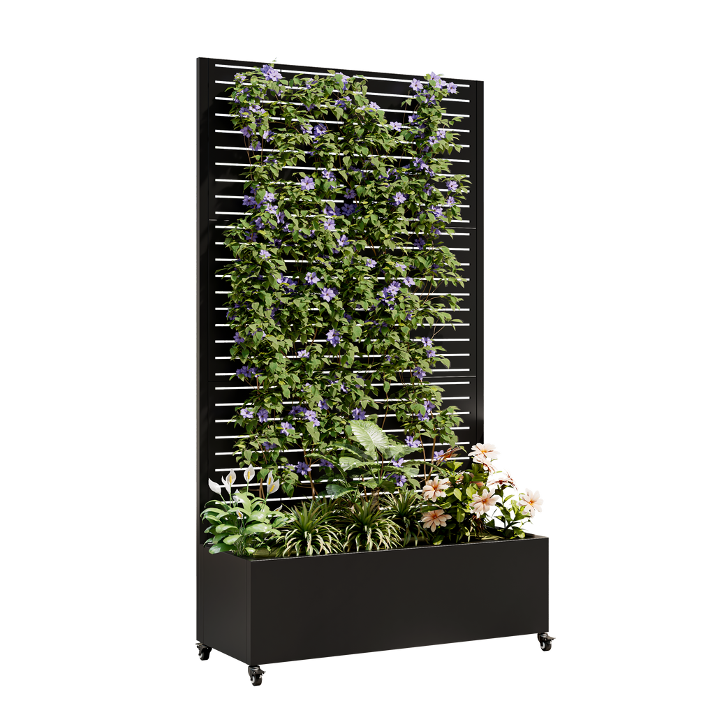 Metal Planter Box with Trellis, 73' x 35' x 16" Raised Garden Bed - Michaela's Outdoors