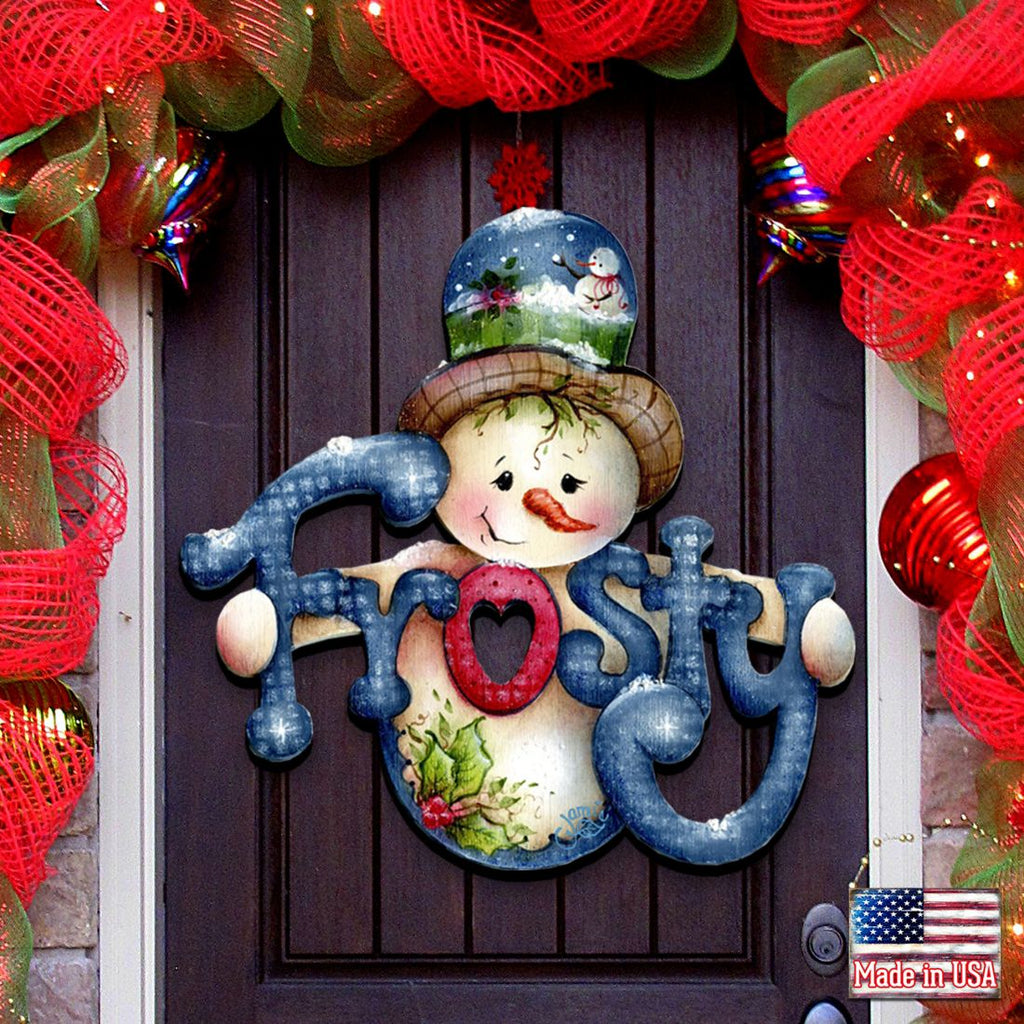 Frosty Christmas Door Decor by Jamie Mills-Price - Christmas Santa Snowman Decor - 8457505H