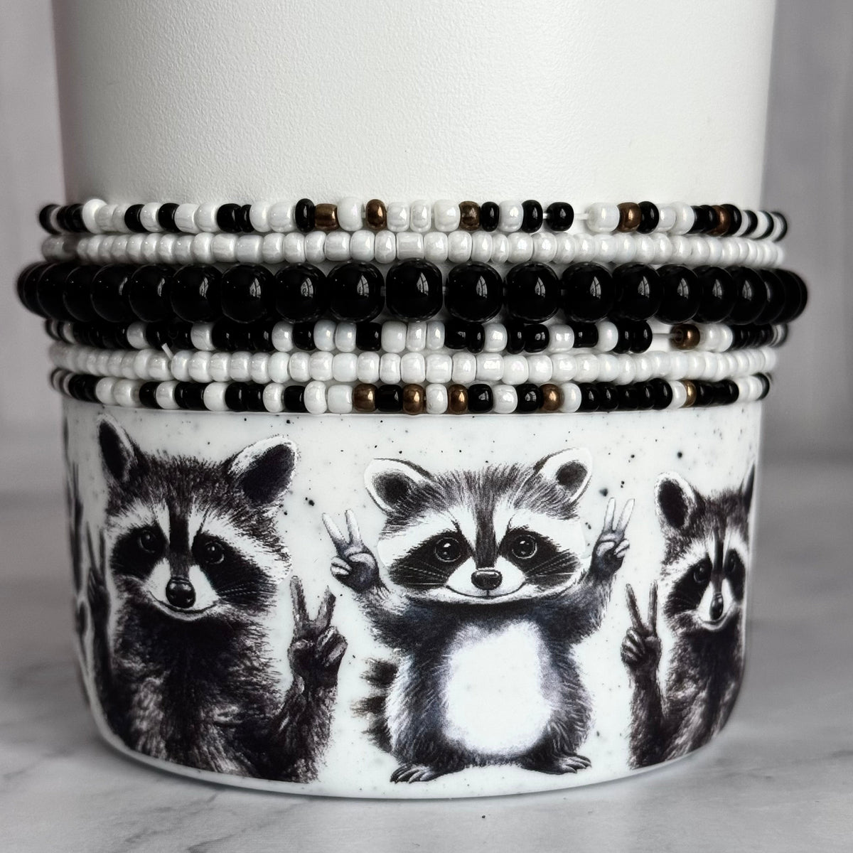 Black & White Tumbler Bracelet Stack -fits 30-40oz - Michaela's Outdoors