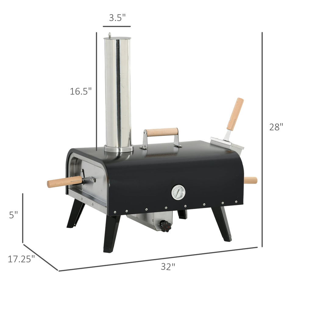 Outsunny Outdoor Pizza Oven with 12" Rotating Stone and Foldable Legs - Michaela's Outdoors