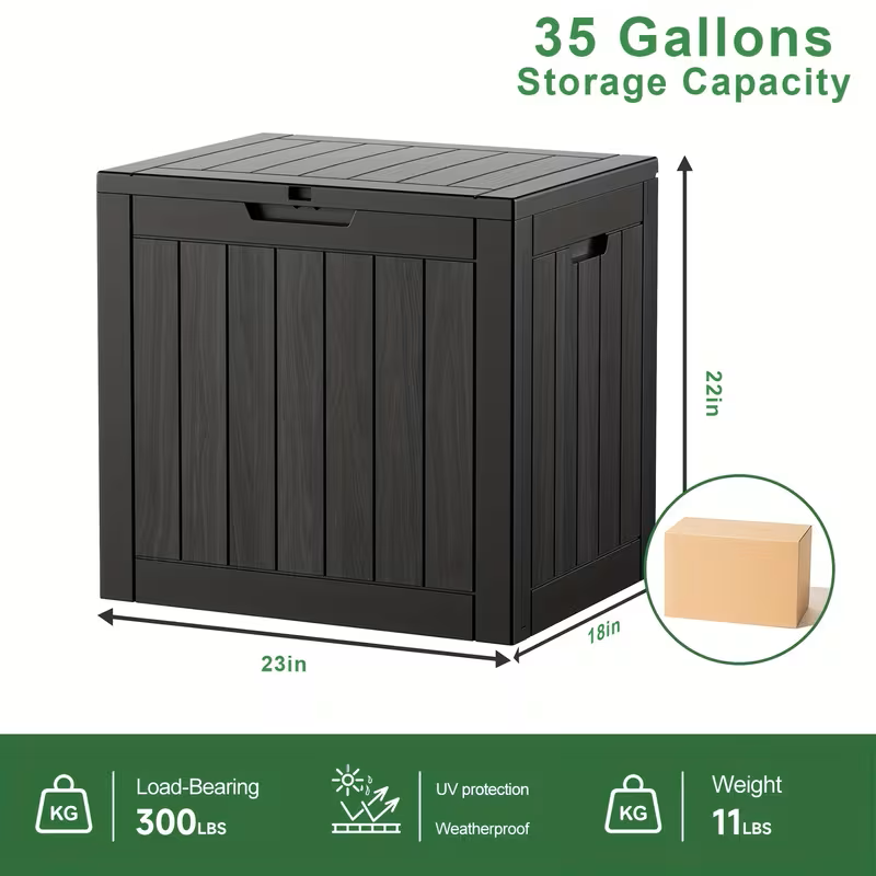75 Gallon Heavy-Duty Outdoor Deck Box – Waterproof Patio Storage Box with Hinged Lid, Lockable & Easy Assembly - Michaela's Outdoors