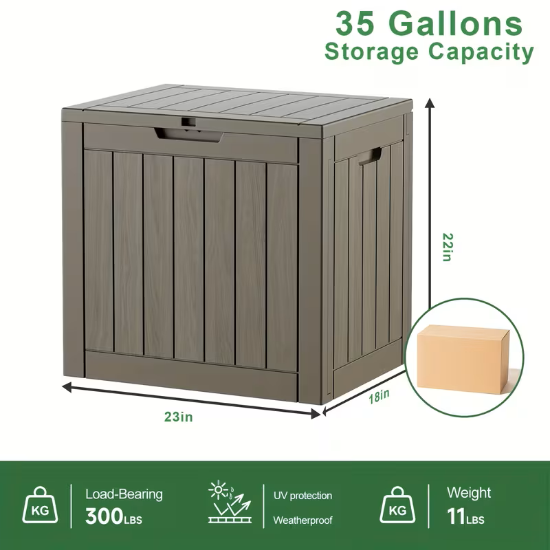 75 Gallon Heavy-Duty Outdoor Deck Box – Waterproof Patio Storage Box with Hinged Lid, Lockable & Easy Assembly - Michaela's Outdoors