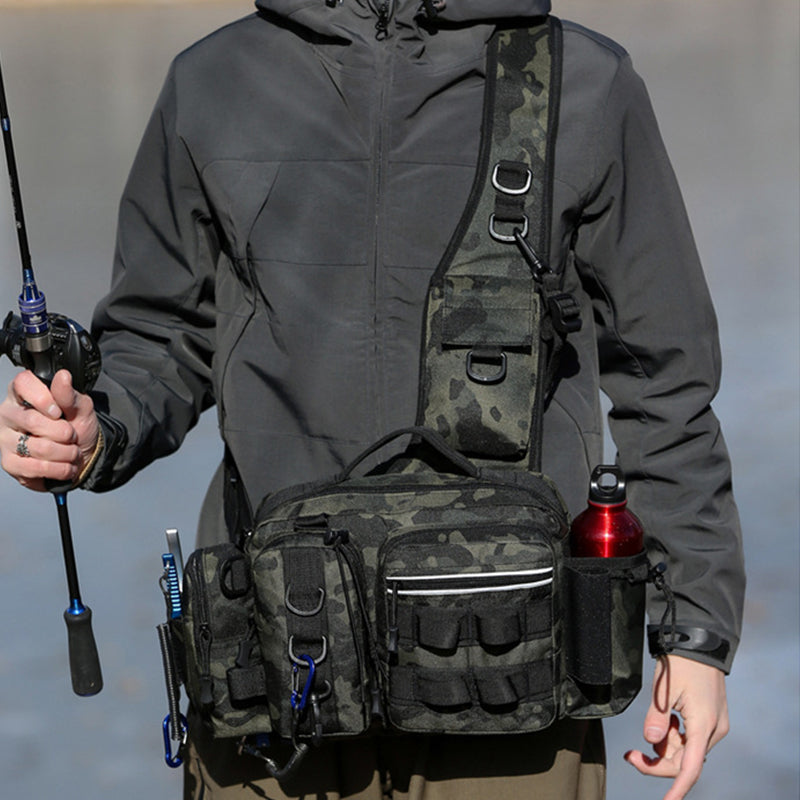 Men's Fishing Backpack: Equipped with bait box, equipment storage bag, pole holder, sling & shoulder bag design. - Michaela's Outdoors