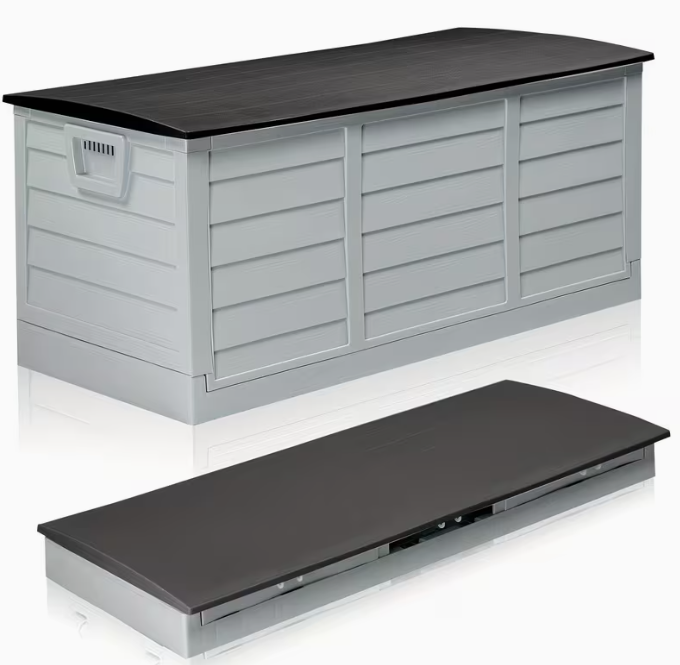 75 Gallon Heavy-Duty Outdoor Deck Box – Waterproof Patio Storage Box with Hinged Lid, Lockable & Easy Assembly - Michaela's Outdoors