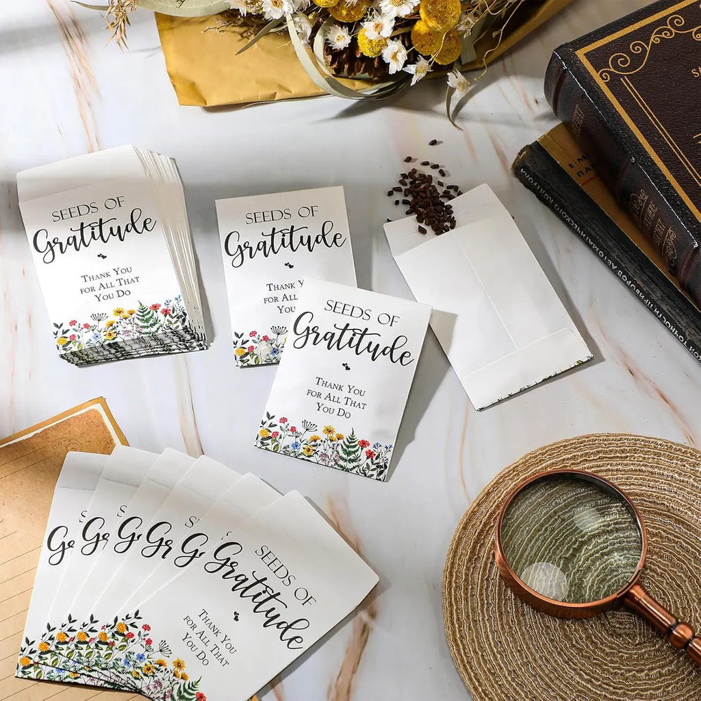 Seeds of Gratitude 25 Pack • Thank You Seed Packets • Wildflower Seed Favors - Michaela's Outdoors