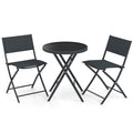 3 Piece Outdoor Folding Patio Bistro Set with Tempered Glass Coffee Table and 2 Patio Chairs - Michaela's Outdoors