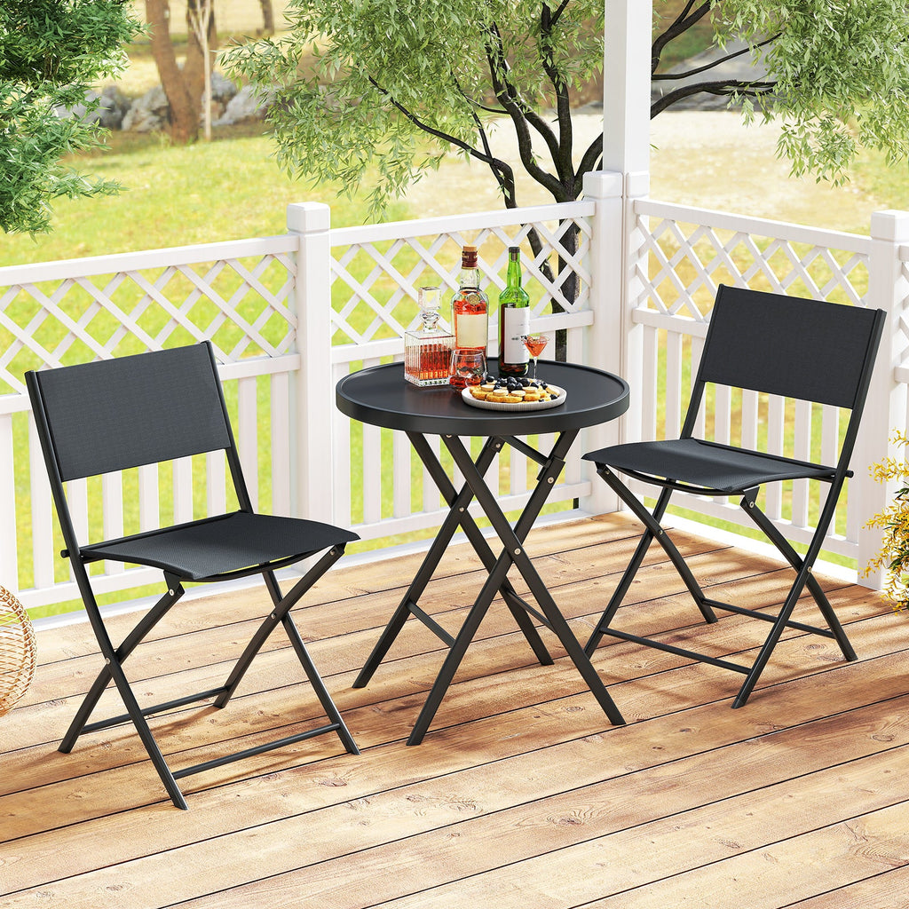 3 Piece Outdoor Folding Patio Bistro Set with Tempered Glass Coffee Table and 2 Patio Chairs - Michaela's Outdoors