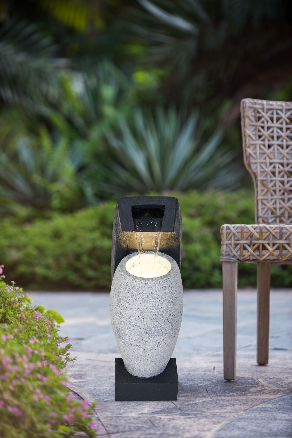 Water Fountain With Vase Design, Light And Pump - Michaela's Outdoors