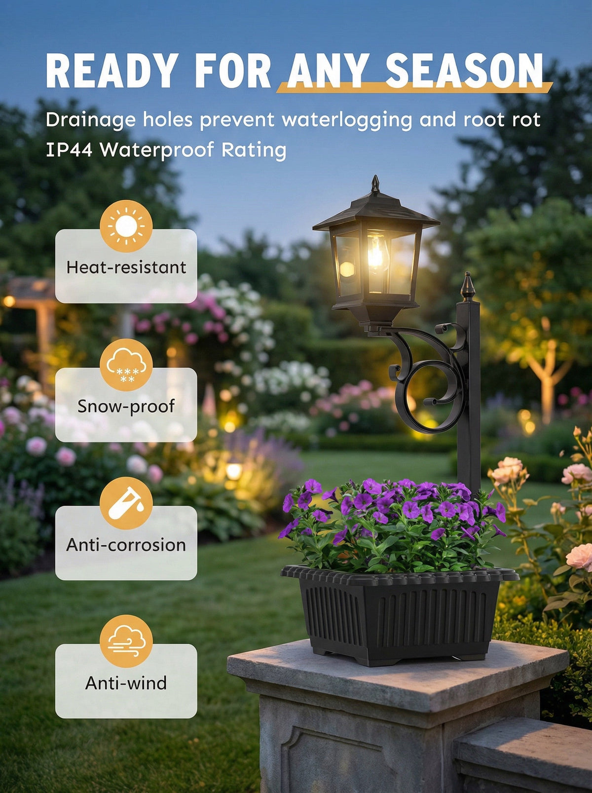 Solar Lamp Post with Flower Pot – Outdoor Garden & Patio Light – Multi Pack - Michaela's Outdoors