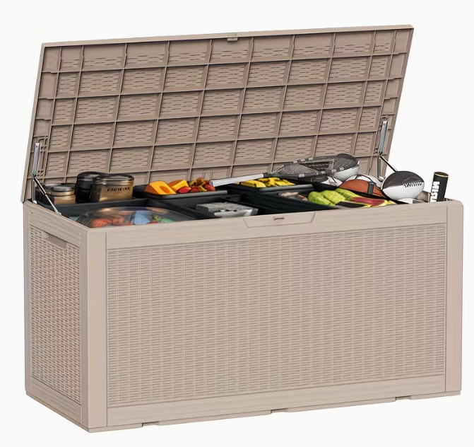 75 Gallon Heavy-Duty Outdoor Deck Box – Waterproof Patio Storage Box with Hinged Lid, Lockable & Easy Assembly - Michaela's Outdoors
