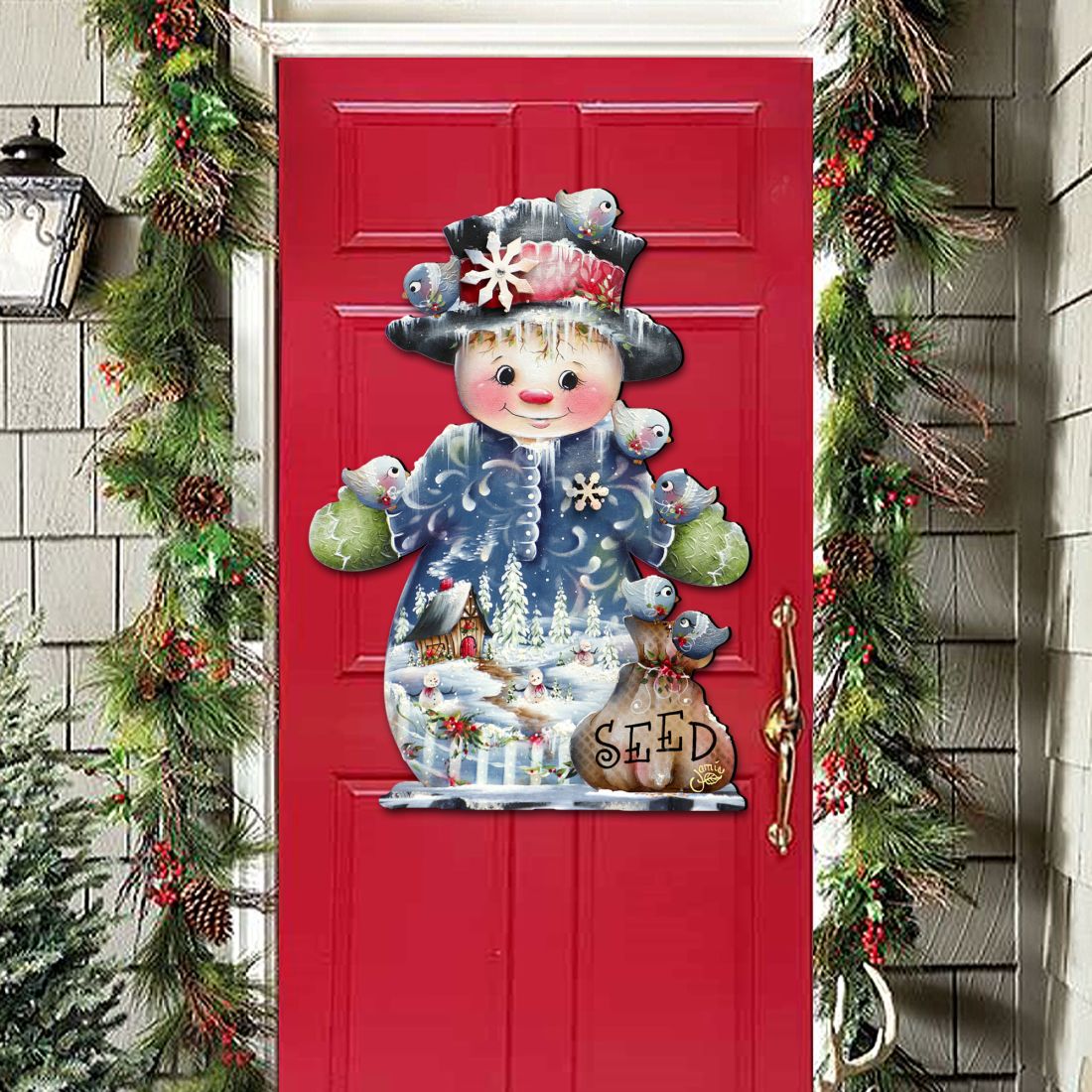 Freezing Friends (Frosting Sparkle) Door Decor by Jamie Mills-Price - Christmas Santa Snowman Decor - 8457511H