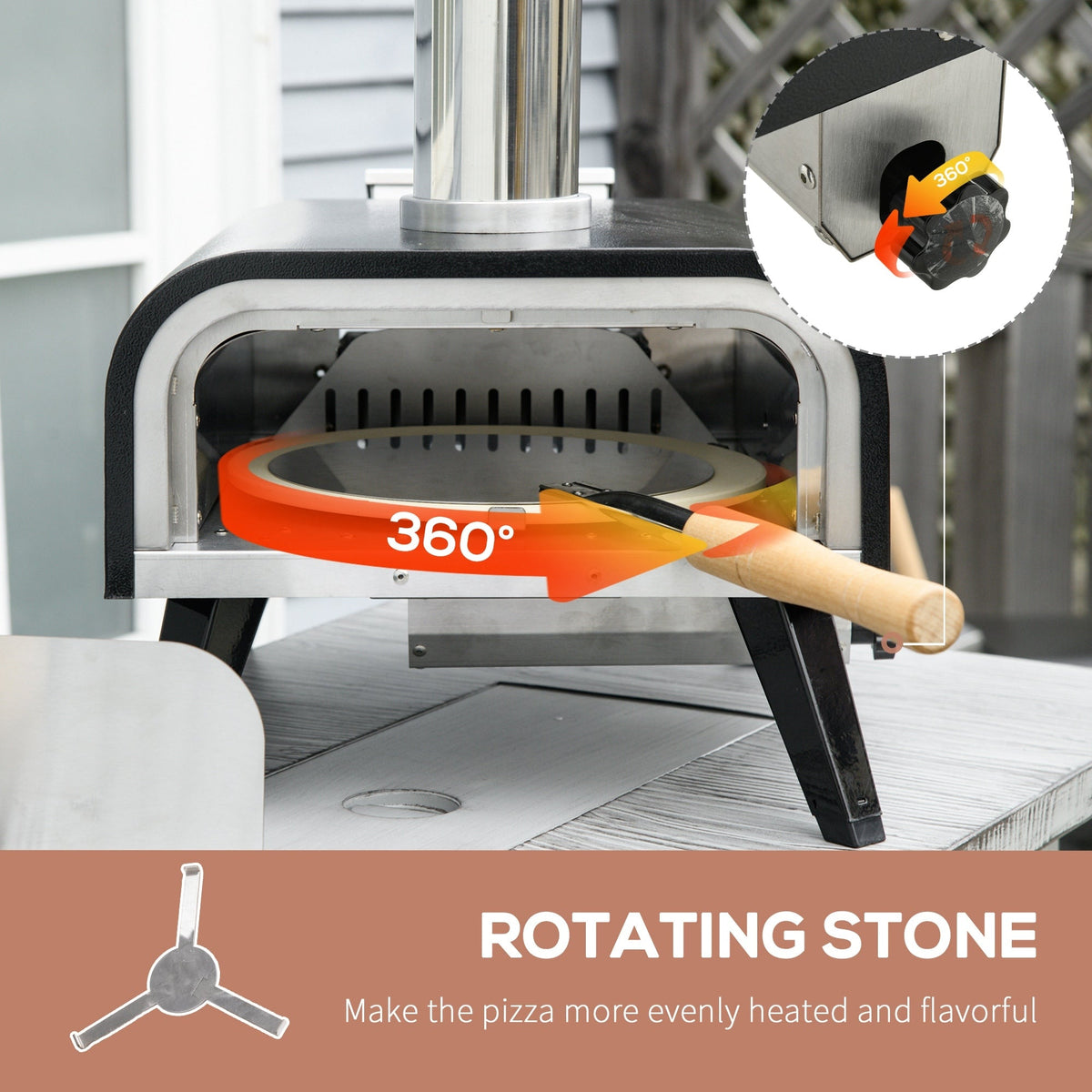 Outsunny Outdoor Pizza Oven with 12" Rotating Stone and Foldable Legs - Michaela's Outdoors