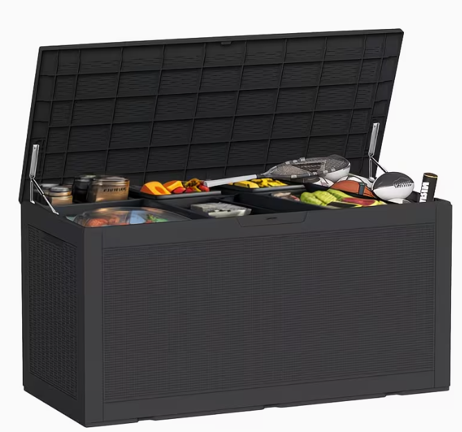 75 Gallon Heavy-Duty Outdoor Deck Box – Waterproof Patio Storage Box with Hinged Lid, Lockable & Easy Assembly - Michaela's Outdoors