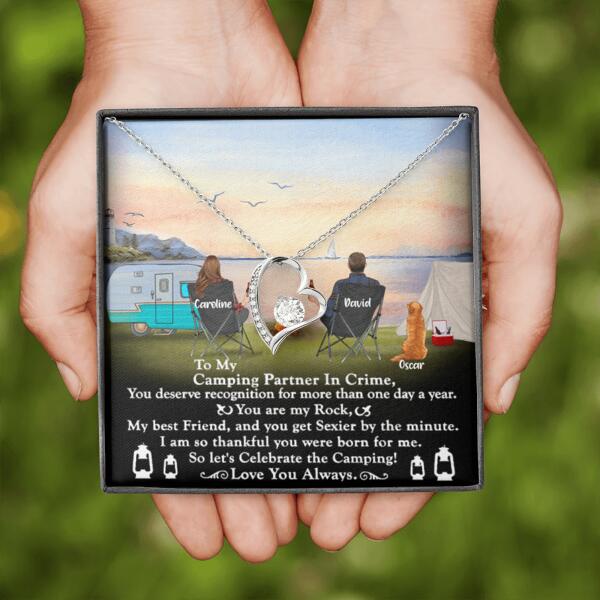 Personalized Camping Couple Forever Love Necklace - Couple With Up to 2 Pets - Gift Idea For Camping Lover - To My Camping Partner In Crime - Michaela's Outdoors