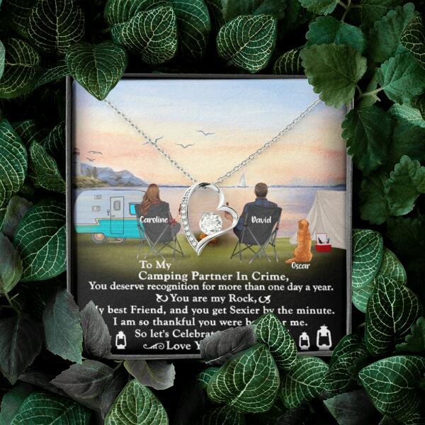 Personalized Camping Couple Forever Love Necklace - Couple With Up to 2 Pets - Gift Idea For Camping Lover - To My Camping Partner In Crime - Michaela's Outdoors