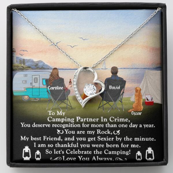 Personalized Camping Couple Forever Love Necklace - Couple With Up to 2 Pets - Gift Idea For Camping Lover - To My Camping Partner In Crime - Michaela's Outdoors