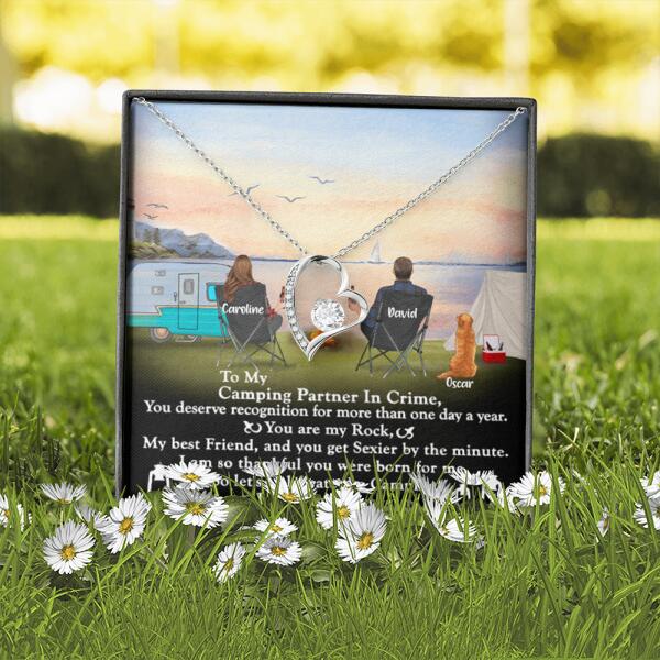 Personalized Camping Couple Forever Love Necklace - Couple With Up to 2 Pets - Gift Idea For Camping Lover - To My Camping Partner In Crime - Michaela's Outdoors