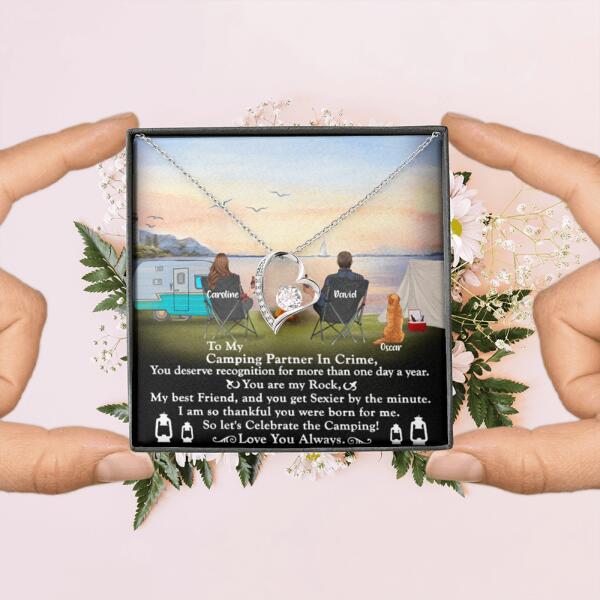 Personalized Camping Couple Forever Love Necklace - Couple With Up to 2 Pets - Gift Idea For Camping Lover - To My Camping Partner In Crime - Michaela's Outdoors