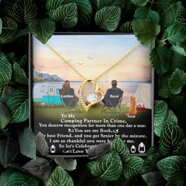 Personalized Camping Couple Forever Love Necklace - Couple With Up to 2 Pets - Gift Idea For Camping Lover - To My Camping Partner In Crime - Michaela's Outdoors