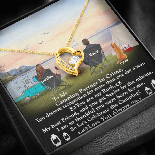 Personalized Camping Couple Forever Love Necklace - Couple With Up to 2 Pets - Gift Idea For Camping Lover - To My Camping Partner In Crime - Michaela's Outdoors