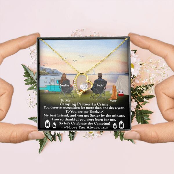 Personalized Camping Couple Forever Love Necklace - Couple With Up to 2 Pets - Gift Idea For Camping Lover - To My Camping Partner In Crime - Michaela's Outdoors
