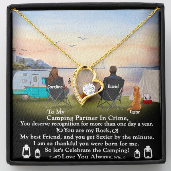 Personalized Camping Couple Forever Love Necklace - Couple With Up to 2 Pets - Gift Idea For Camping Lover - To My Camping Partner In Crime - Michaela's Outdoors