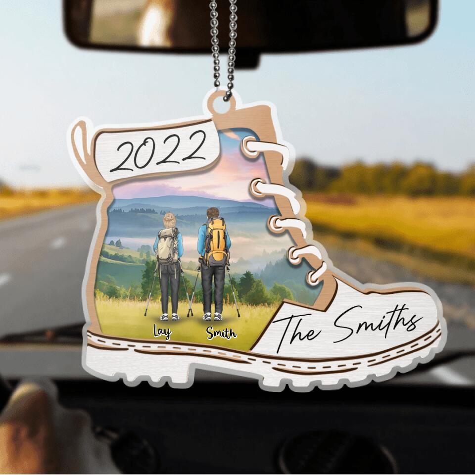 Personalized Hiking Boot Mica Ornament - Gift Idea For Hiking Lover - Happy Valentine's Day - Michaela's Outdoors