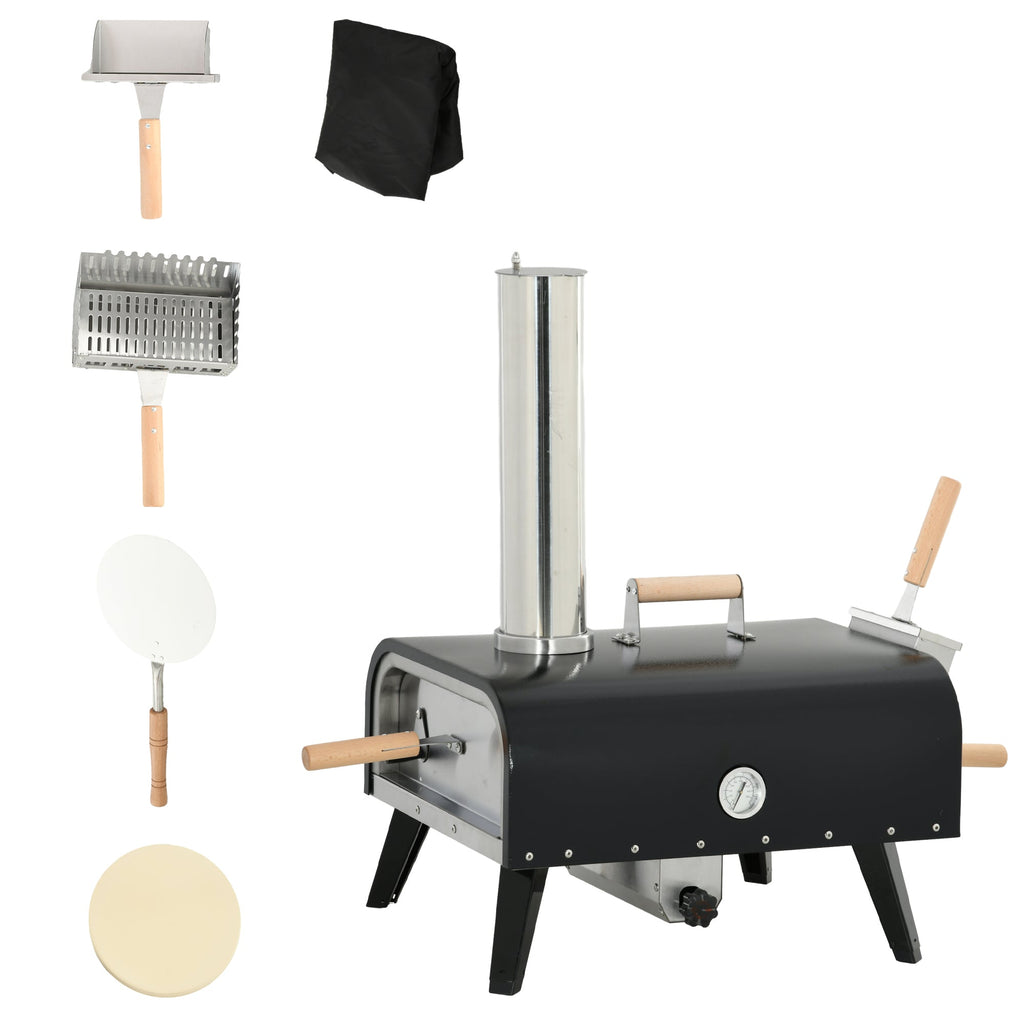 Outsunny Outdoor Pizza Oven with 12" Rotating Stone and Foldable Legs - Michaela's Outdoors