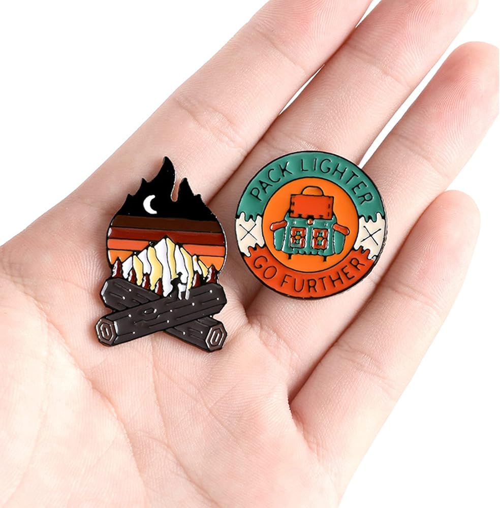 Campfire Under the Night Sky Enamel Pin – Cozy Outdoor Adventure Pin - Michaela's Outdoors