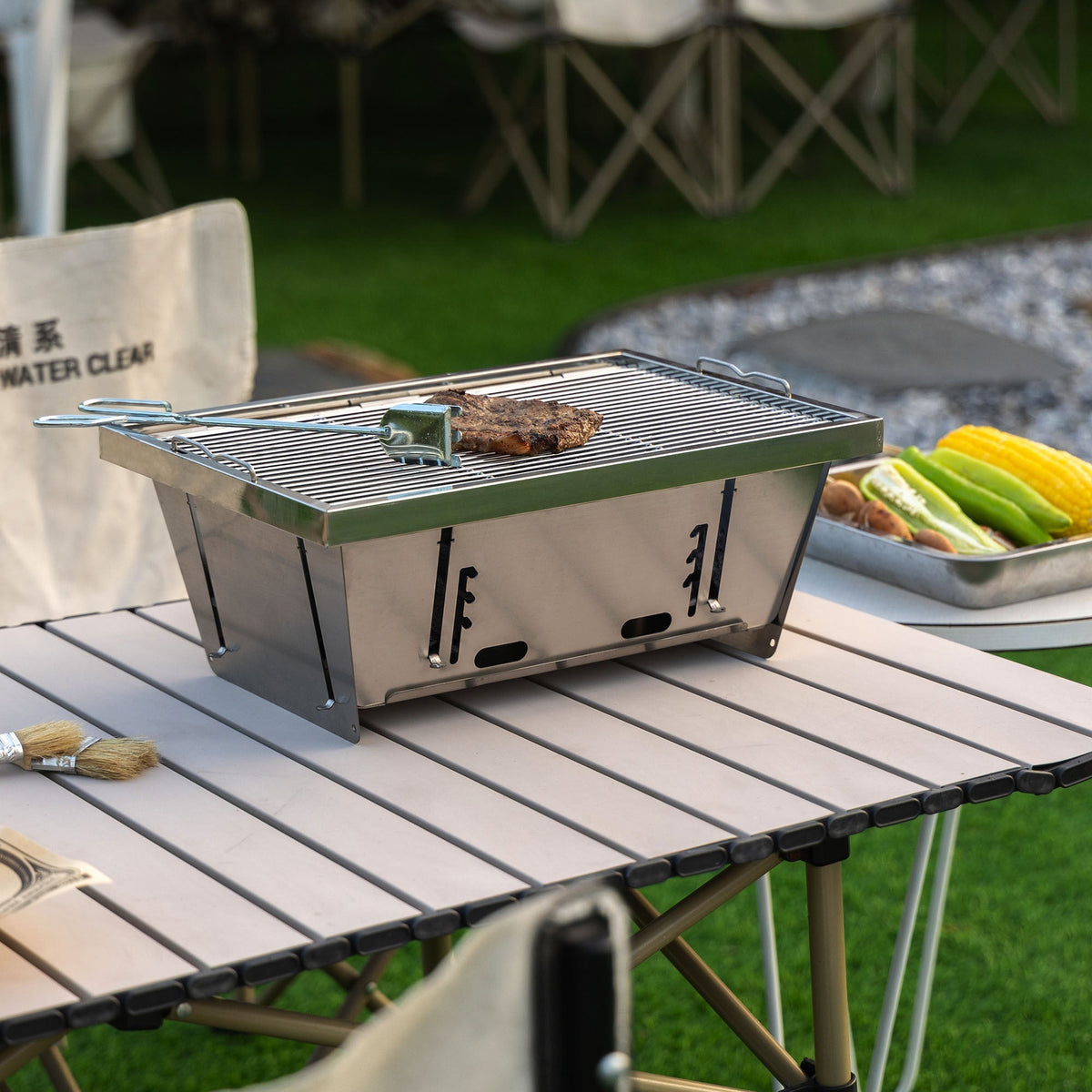 Folded Portable BBQ Outdoor Charcoal Barbecue Set - Michaela's Outdoors