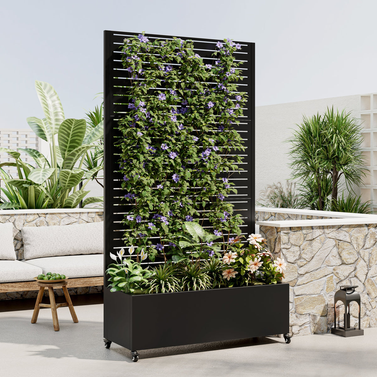 Metal Planter Box with Trellis, 73' x 35' x 16" Raised Garden Bed - Michaela's Outdoors
