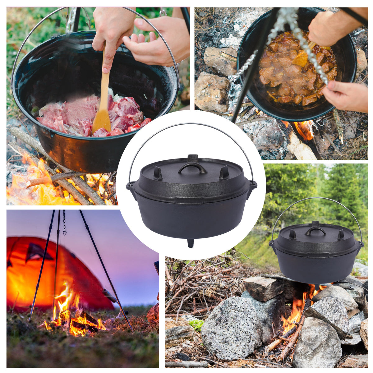 Pre-Seasoned Cast Iron Dutch Oven With Skillet Lid - Michaela's Outdoors