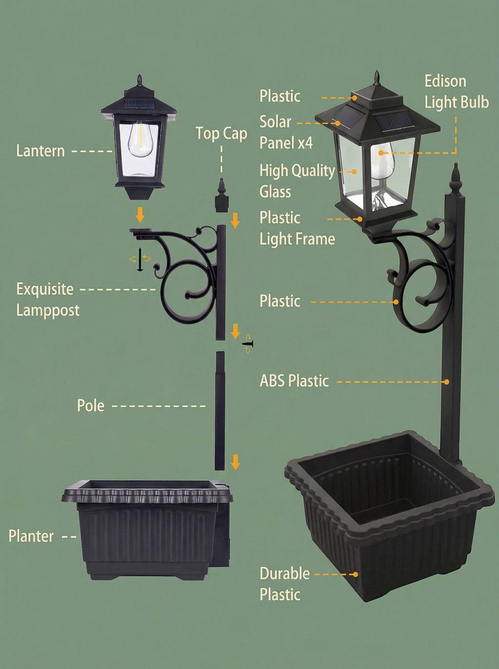 Solar Lamp Post with Flower Pot – Outdoor Garden & Patio Light – Multi Pack - Michaela's Outdoors