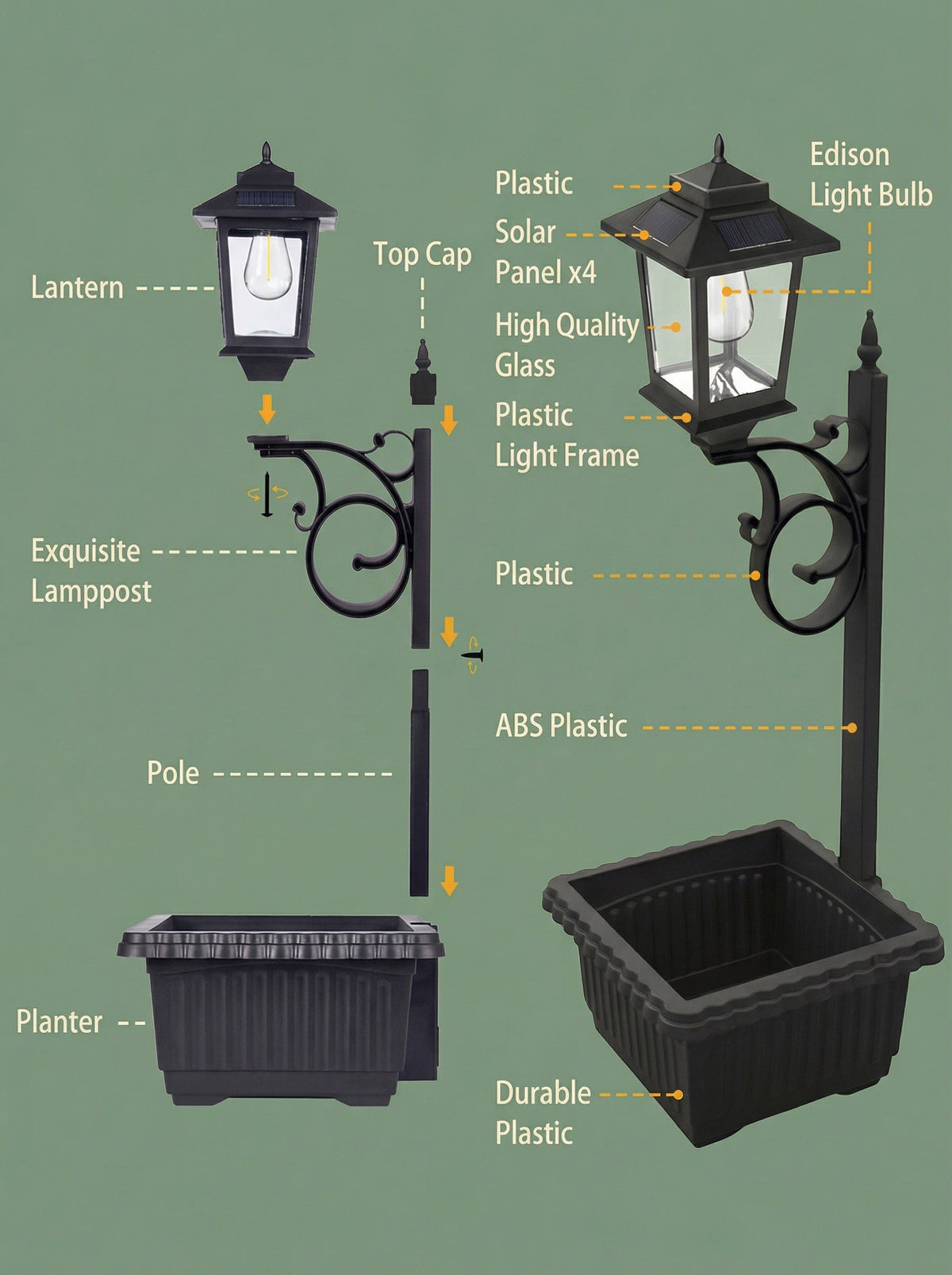 Solar Lamp Post with Flower Pot – Outdoor Garden & Patio Light – Multi Pack - Michaela's Outdoors
