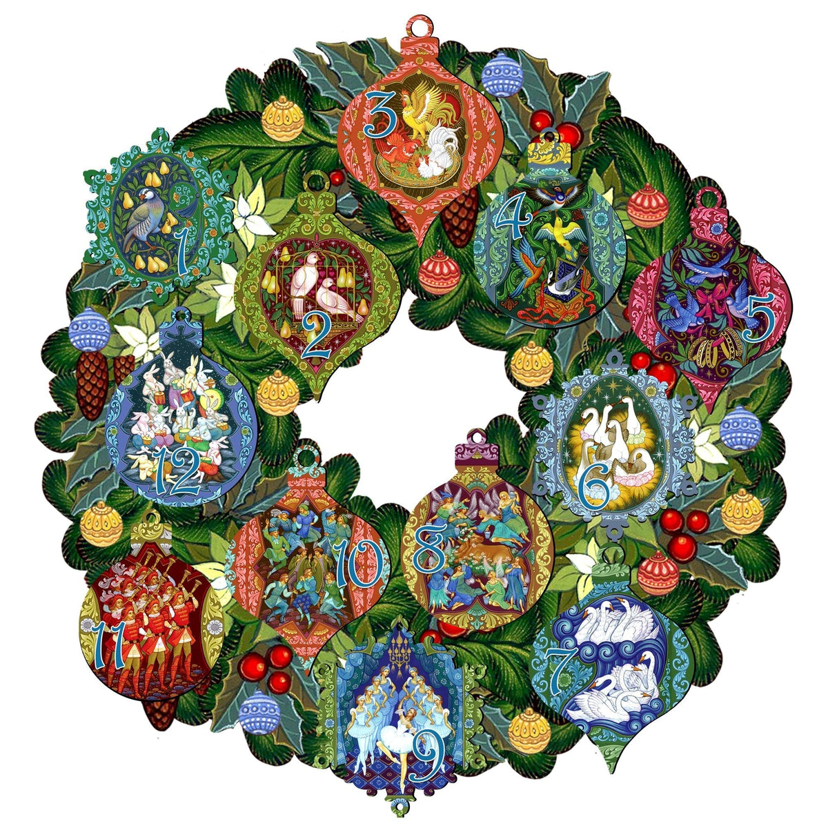 12 Days of Christmas Holiday Door Wreath by G. Debrekht - Christmas Decor - 8185313H