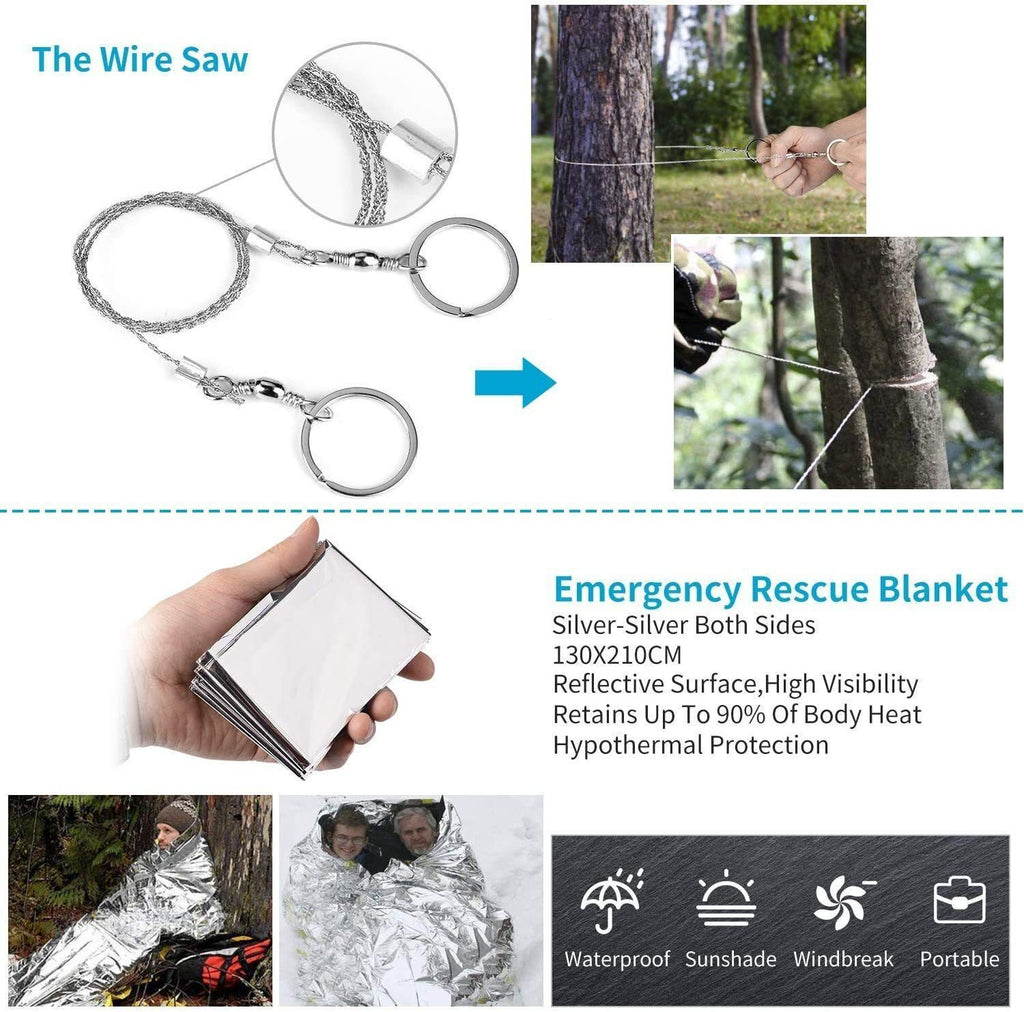 14-in-1 Outdoor Survival Gear Kit - Camping, Hiking, Fishing & Hunting - Michaela's Outdoors