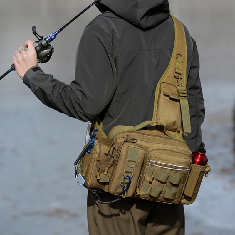 Men's Fishing Backpack: Equipped with bait box, equipment storage bag, pole holder, sling & shoulder bag design. - Michaela's Outdoors