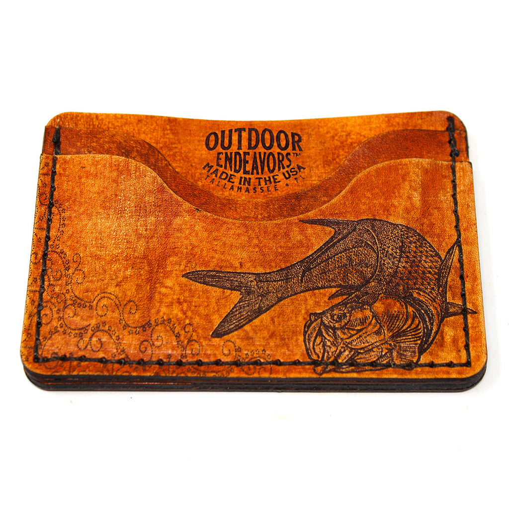 Handcrafted Leather Slim Card Holder Wallet  - Tarpon - Michaela's Outdoors