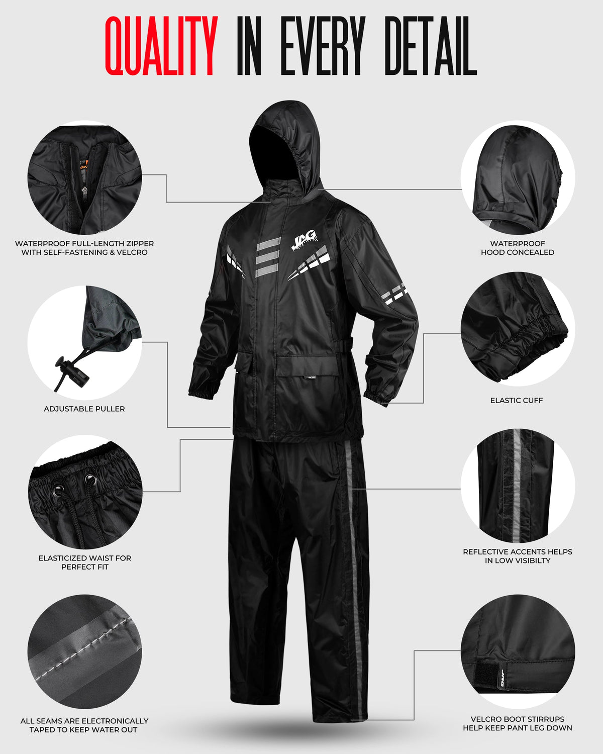 JAG Rainmaster Rain Suit for Men & Women | Water Proof Rain gear - Michaela's Outdoors