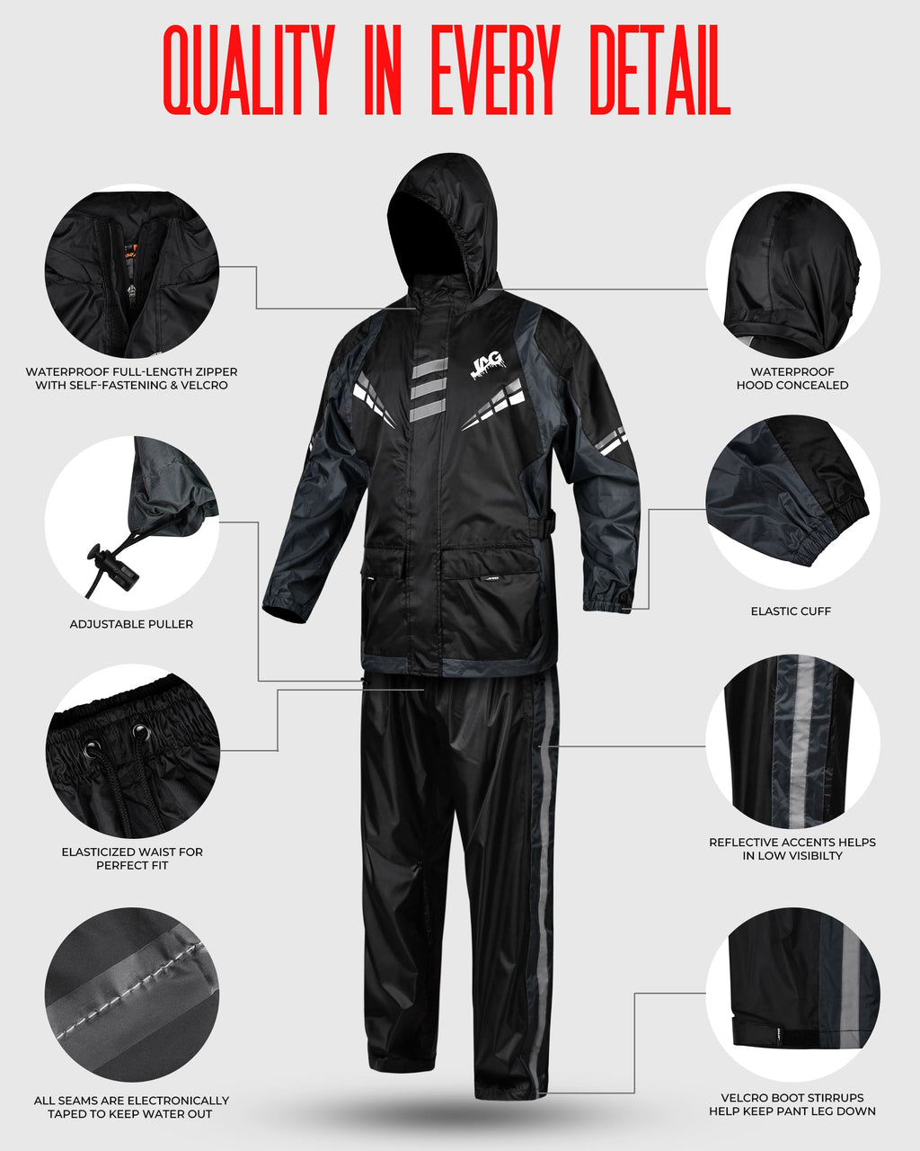 JAG Rainmaster Rain Suit for Men & Women | Water Proof Rain gear - Michaela's Outdoors