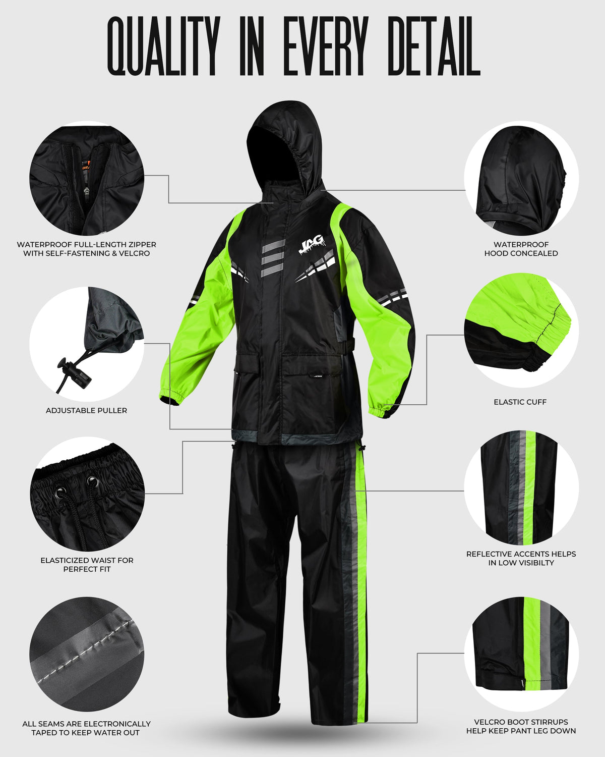 JAG Rainmaster Rain Suit for Men & Women | Water Proof Rain gear - Michaela's Outdoors