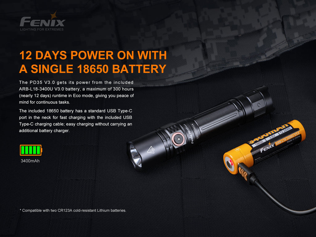 Fenix PD35 V3.0 Everyday Carry Flashlight - 1700 Lumens - Michaela's Outdoors